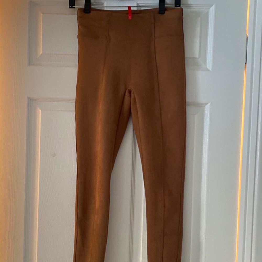 SPANX High Waisted Chestnut Brown Thick Faux Suede Legging -Like New- Small